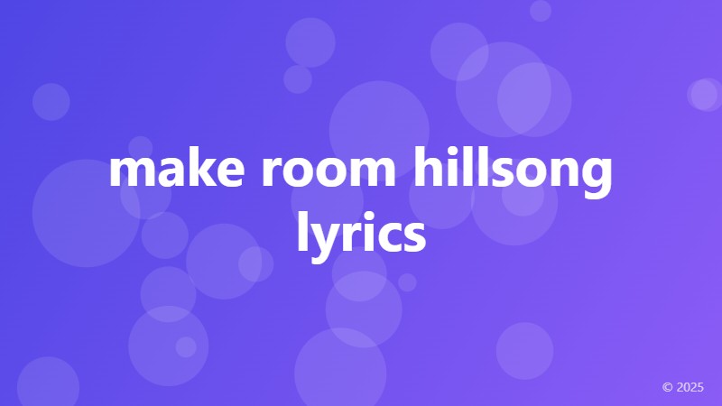 make room hillsong lyrics